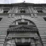 2020年1月8日、サンフランシスコにあるジェームズ・R・ブラウニング連邦裁判所ビル(第9巡回区連邦控訴裁判所の庁舎)が写っている。(AP通信/ジェフ・チウ撮影)
