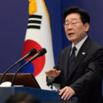 韓国の李在明大統領は、2026年9月18日（金）、ソウルの大統領府（青瓦台）で記者会見を行った。（AP通信／アン・ヨンジュン撮影、プール提供）